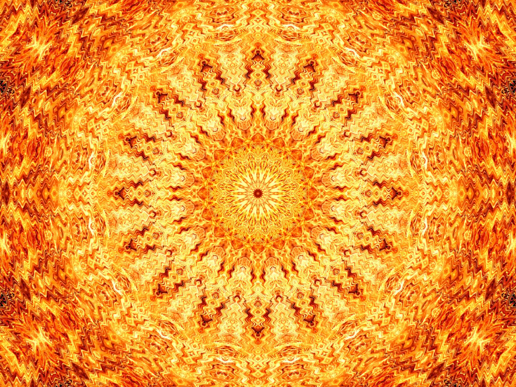 Full Frame Abstract Background of Orange Fire Mandala Pattern